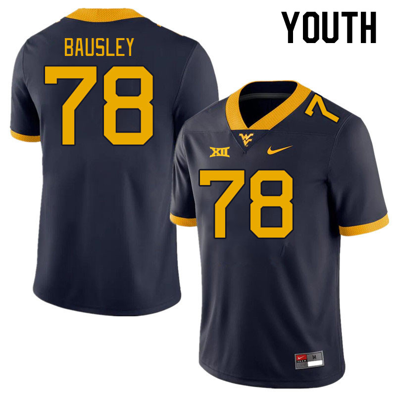 Youth #78 Xavier Bausley West Virginia Mountaineers College Football Jerseys Stitched Sale-Navy
